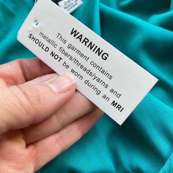 Bob Mackie NWT Embroidered Metallic Ribbed Sheer Blouse Womens 28W Plus Art Chic - Picture 9 of 11